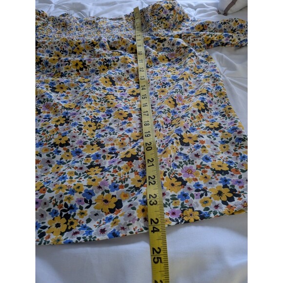 Pleione Anthropologie Women M Multicolor Floral Smocked Boho Blouse Cottagecore - Picture 14 of 14